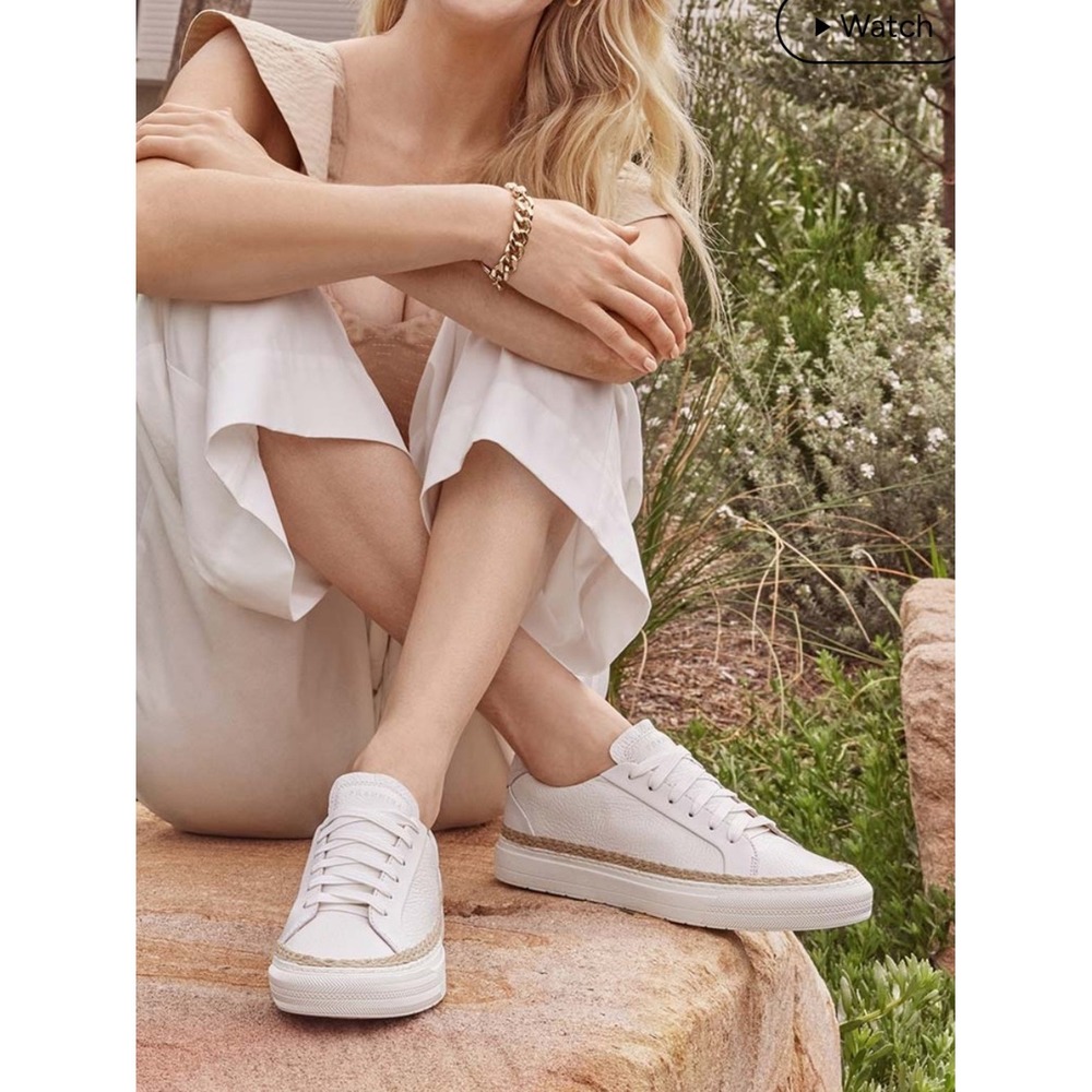FRANKIE4‎ Mim IV White Leather Espadrille Platform Sneakers Women's Size 9 US